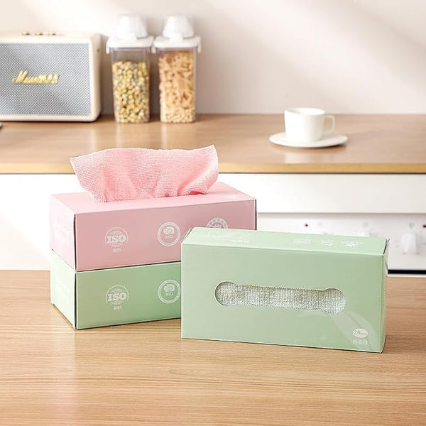 20 Pcs Disposable Cleaning Clothes with Dispenser Box – Multi-Purpose Microfiber Towels