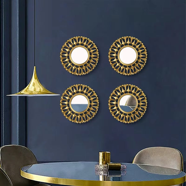 Round Golden Wall Mirror - Elegant Home Decor for Every Wall