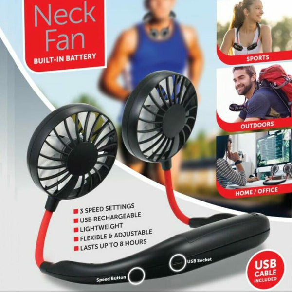 Neck Fan Hands-Free Rechargeable Mini Sports Fan – 3 Adjustable Gears